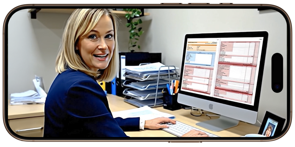 A phone screen playing a video of a financial counsellor.